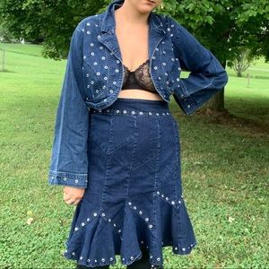Y2K Denim plus size denim mermaid skirt and jacket